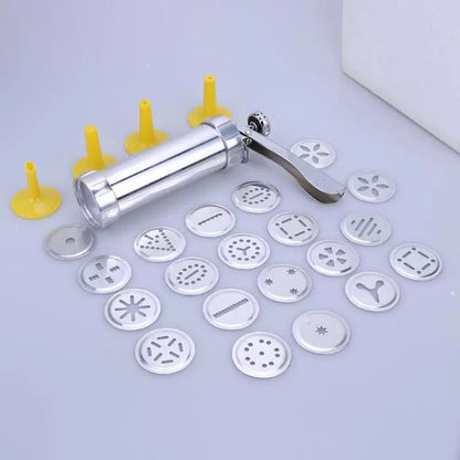 Cookie Press Gun And Icing Set Alloy Churro Maker Cookie Maker With 10 Discs 20 Discs 4 Pastry Tip Biscuit Mold Kitchen Accessories